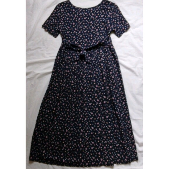 Vintage Fiber Optics Button Down Dress 90s Cottagecore Fairycore Blue Floral 7/8 - Picture 8 of 11